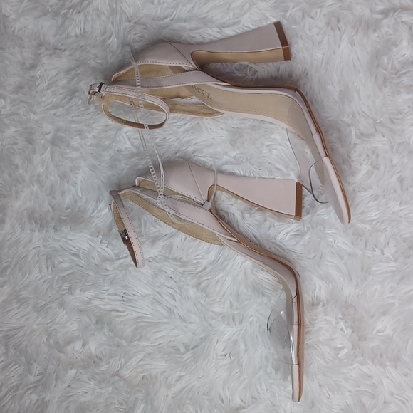 Schutz Kristy Nubuck Clear Vinyl Ankle Strap Dress Sandals Size 9B Rose Nude - Picture 6 of 13